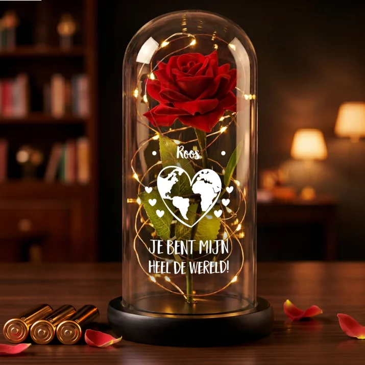 heel de wereld - Euwige roos in glas
