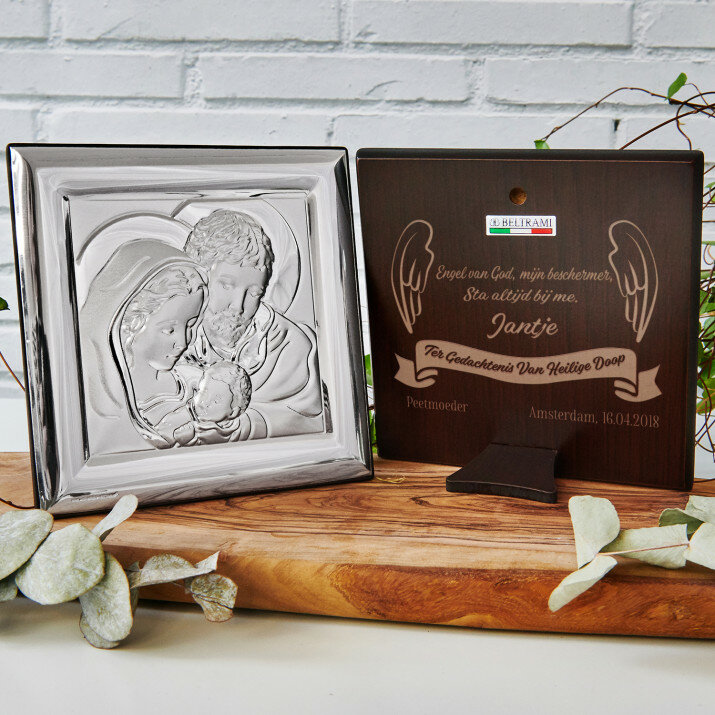engel van god - Zilveren Beeld- De Heilige Familie- Vierkant