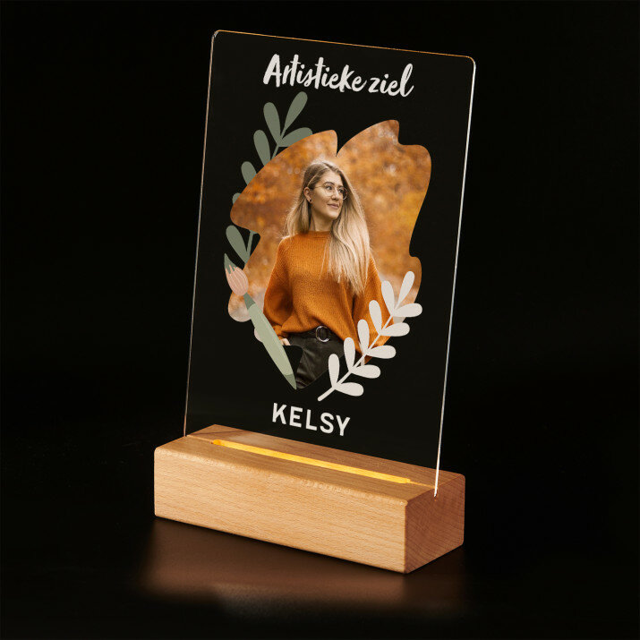 Artistieke ziel - Afdruk op acrylglas met LED- standaard