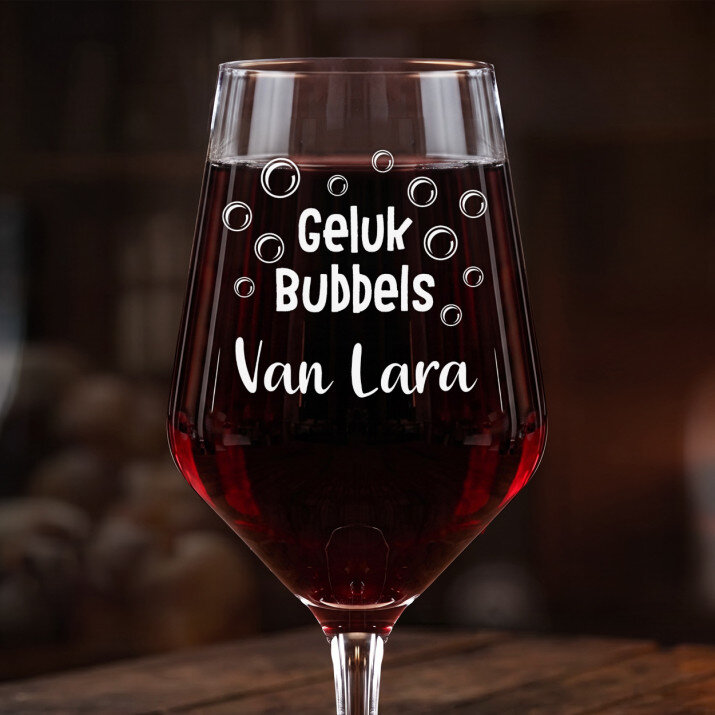 geluk bubbels - Groot wijnglas