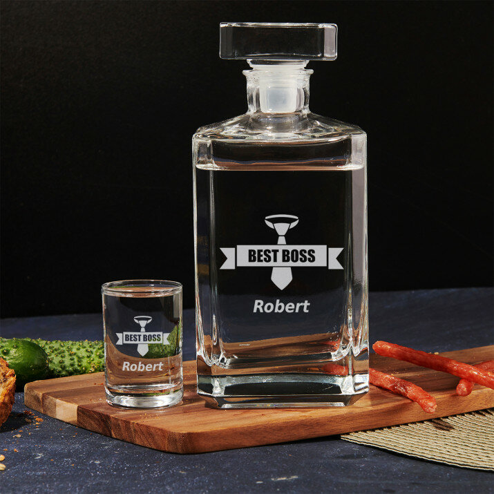 Beste baas - Karaf en wodka glazen