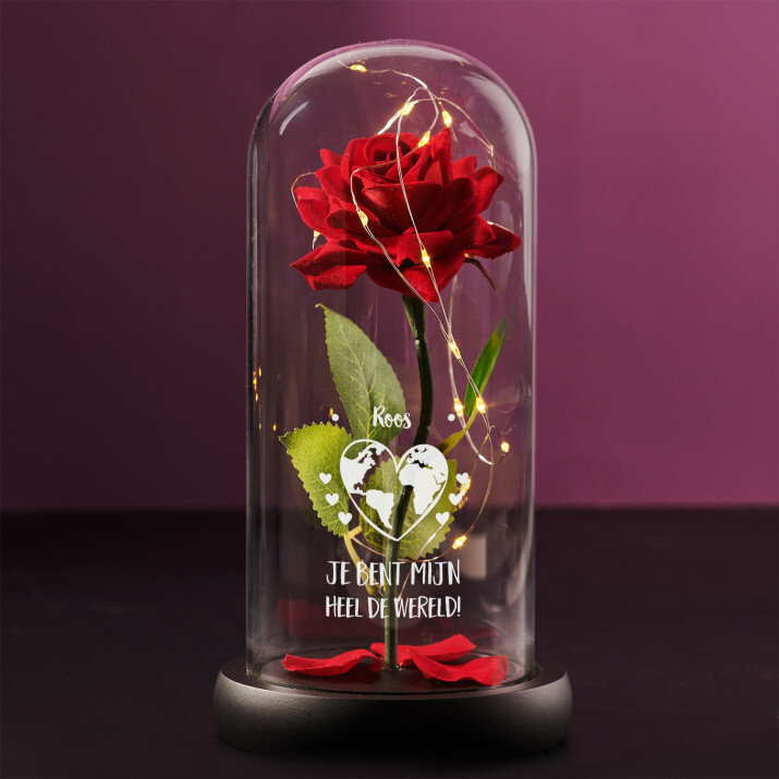 heel de wereld - Euwige roos in glas