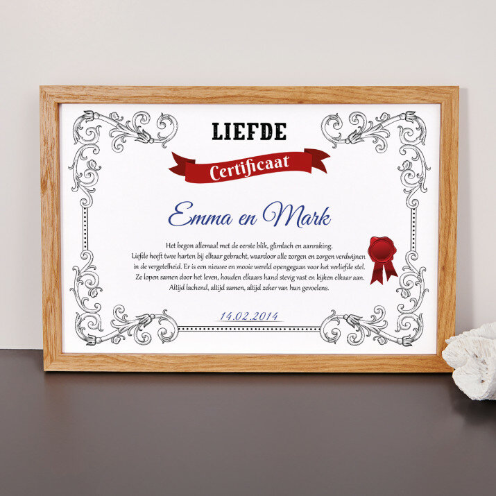 liefde certificaat - Certificaat