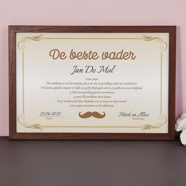 de beste vader - Certificaat