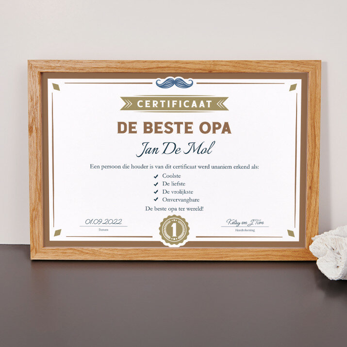 de beste opa - Certificaat