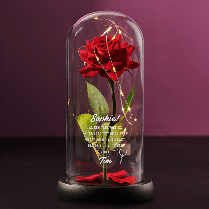 ik voel dat ik vrliefd op je word - Euwige roos in glas