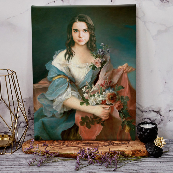 Dame met bloemen - Koninklijk portret