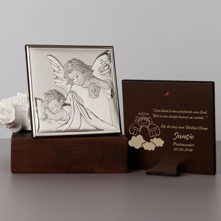 kind is een geschenk van gos - Zilveren Beeld - Engeltje met zaklampj