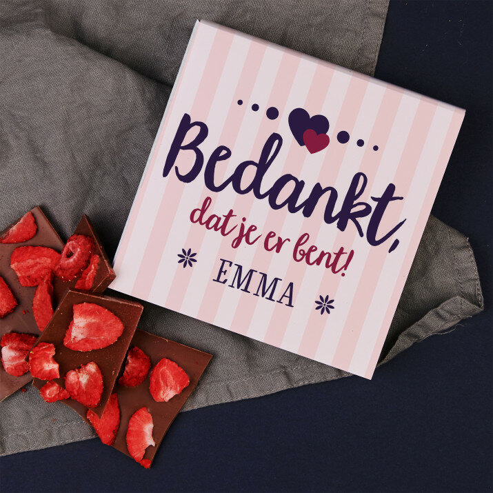 Bedankt dat je er bent - Chocolade met aardbeien