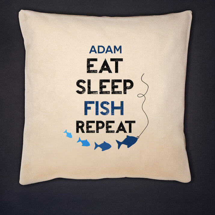 Eat, sleep, fish - Kussen