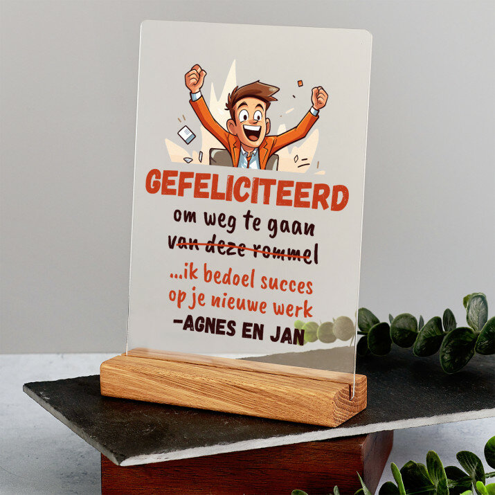 gefeliciteerd en succes - Afdruk op acrylglas