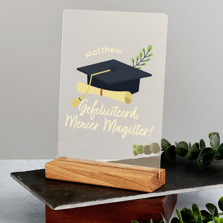 Gefeliciteerd meneer magister - Afdruk op acrylglas