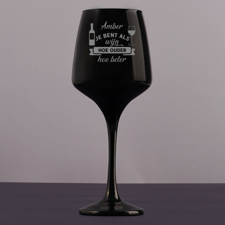Je bent als wijn - Zwarte wijnglas