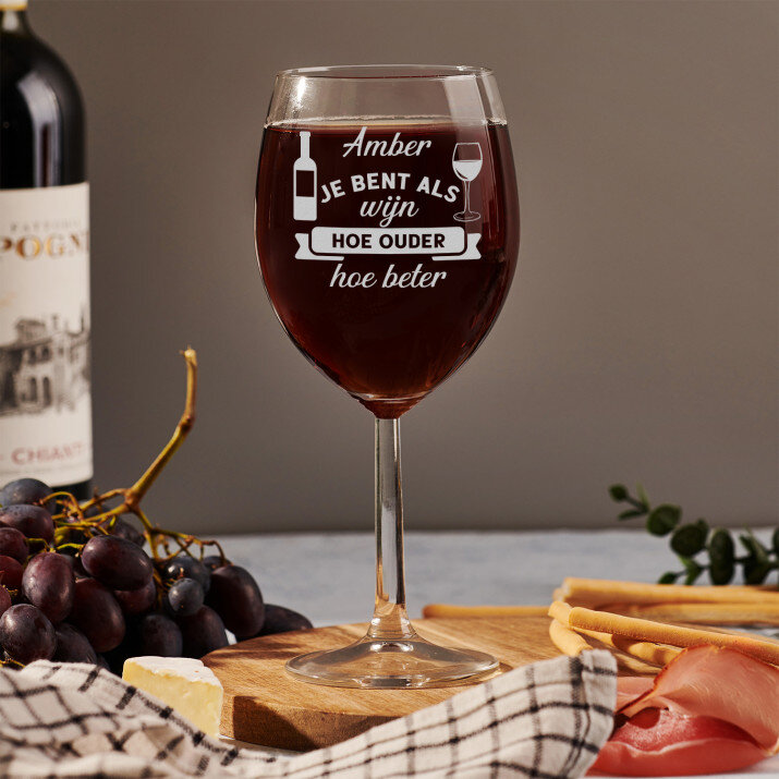 Je bent als wijn - Zwarte wijnglas