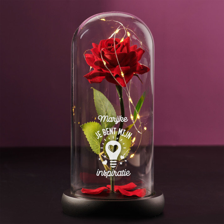 je bent mijn inspiratie - Euwige roos in glas