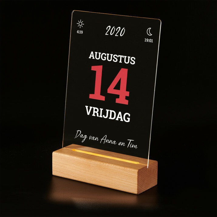 Pagina uit de kalender - Afdruk op acrylglas met LED- standaard