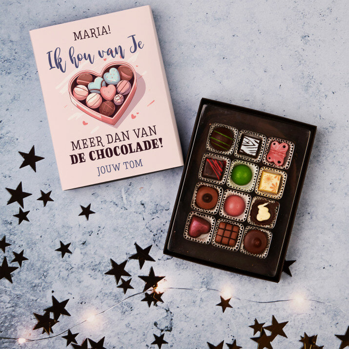 Ik hou van je meer dan de chocolade - Pralines van belgische chocolade