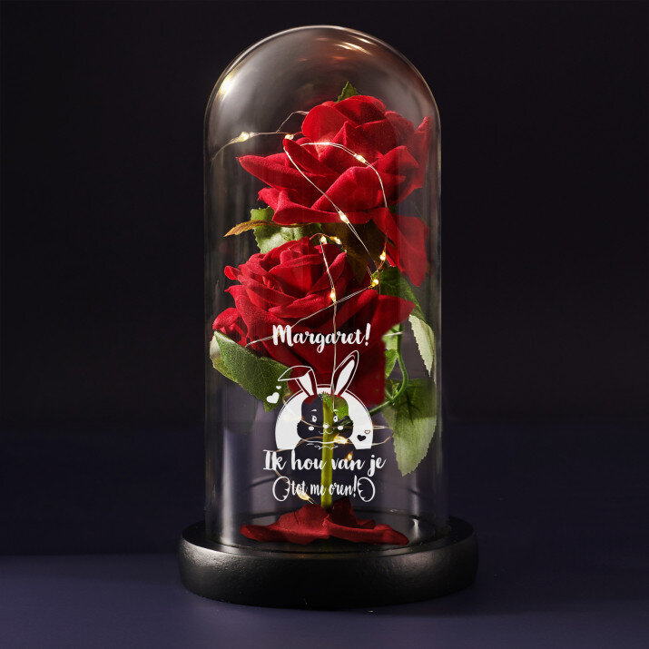 ik hou van je tot me oren - Euwige roos in glas