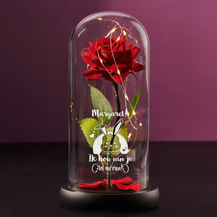 ik hou van je tot me oren - Euwige roos in glas