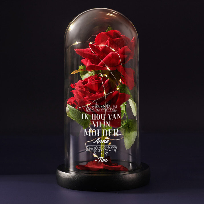 ik hou van mijn moeder - Euwige roos in glas