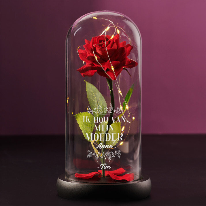 ik hou van mijn moeder - Euwige roos in glas