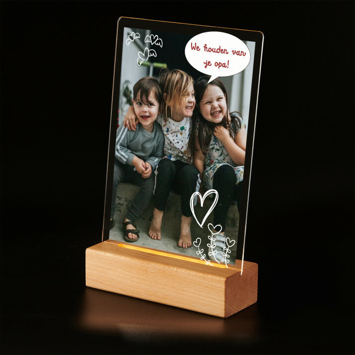 We houden van je opa - Afdruk op acrylglas met LED- standaard