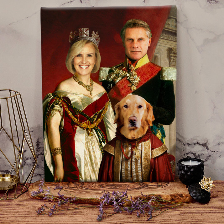 Koninklijk paar met hun huisdier - Koninklijk portret