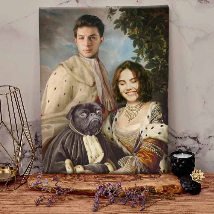 Koninklijk paar met hun huisdier - Koninklijk portret