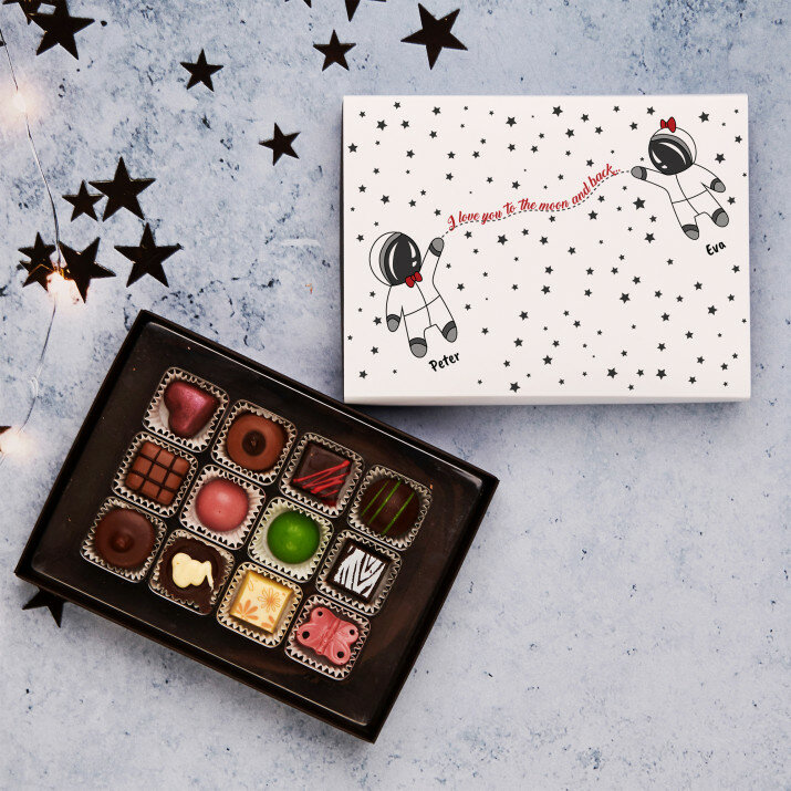 Love you to the moon - Pralines van belgische chocolade