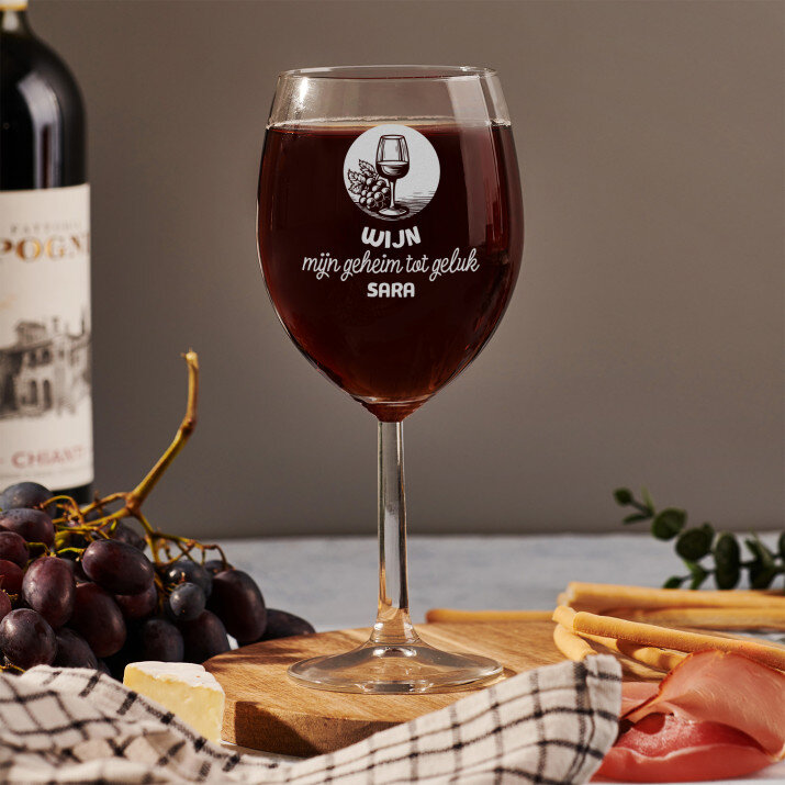 Mijn geheim tot geluk - Zwarte wijnglas