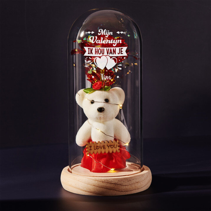 mijn valentijn - Een eeuwige roos met teddybeer
