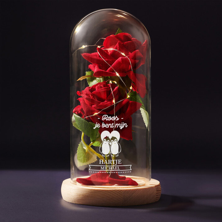 Euwige roos in glas - je bent mijn hartje