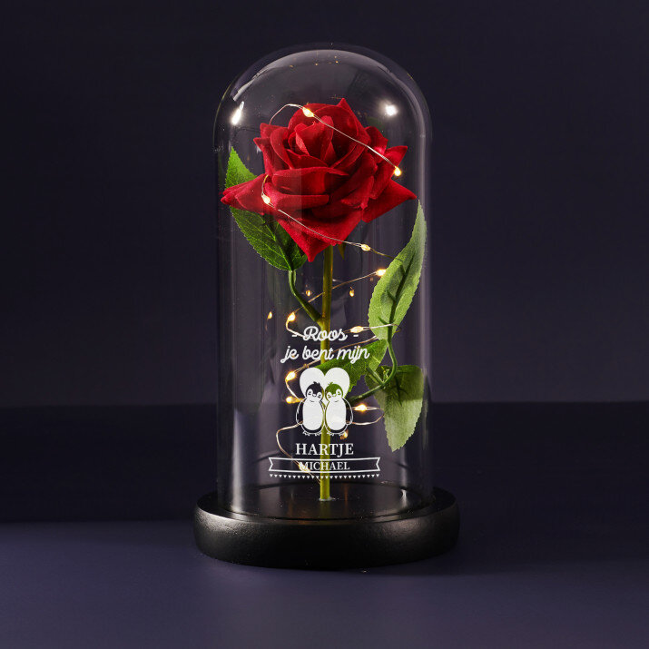 Euwige roos in glas - je bent mijn hartje