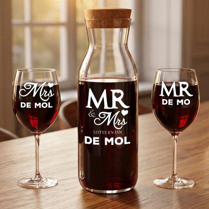Mr&Mrs - Set karaf met wijngalzen