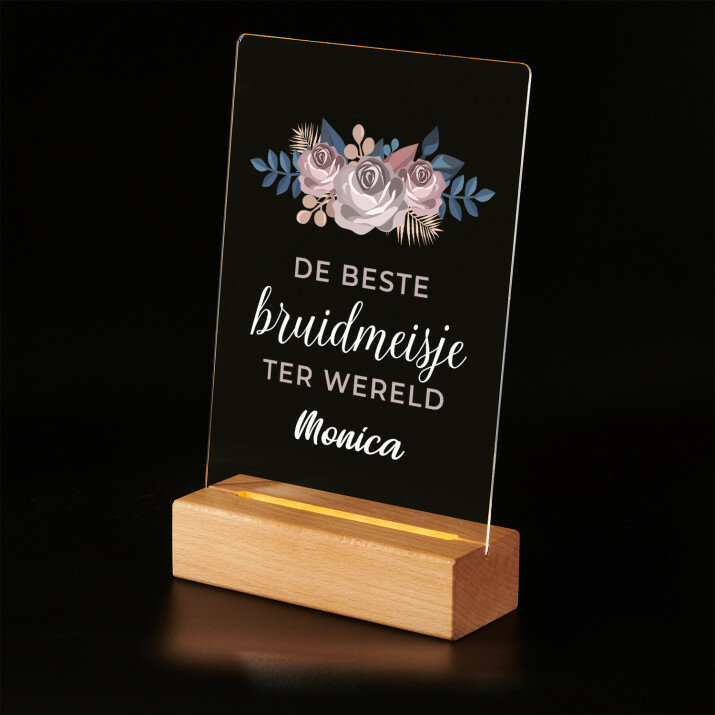 De beste bruidmeisje - Afdruk op acrylglas met LED- standaard