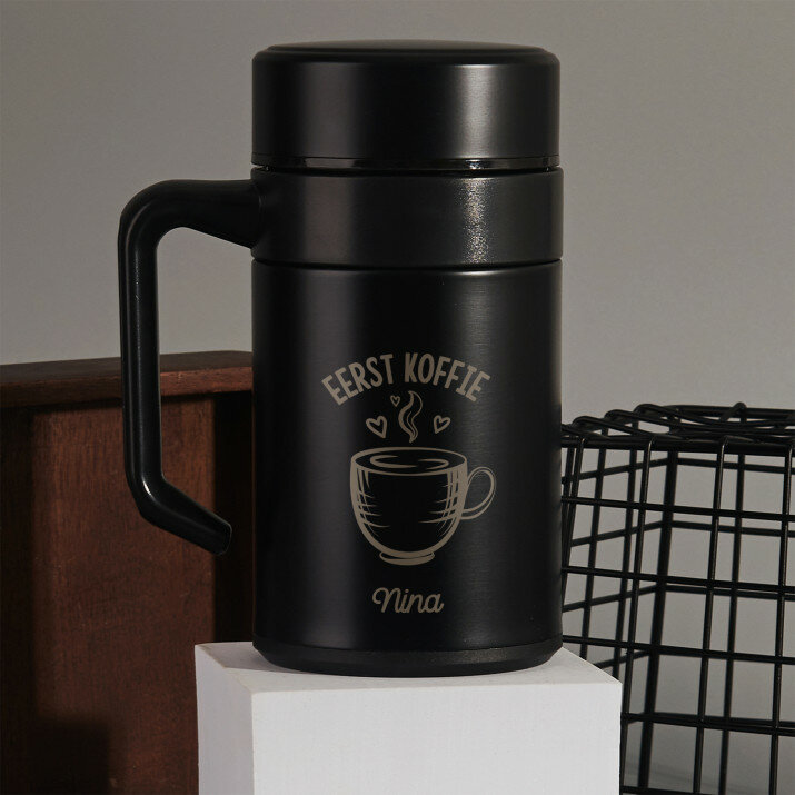Eerst koffie - Thermische mok met handvat