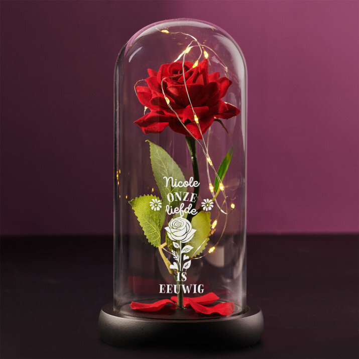 onze liefde is eeuwig - Euwige roos in glas