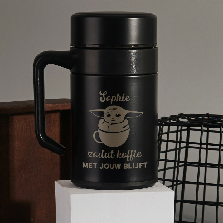 Zodat koffie met jouw blijft - Thermische mok met handvat