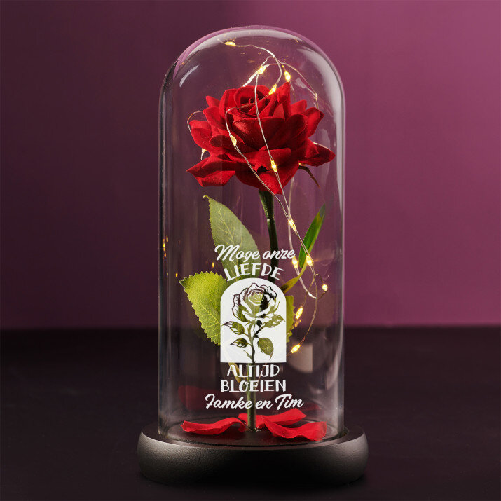 mogen onze liefde - Euwige roos in glas