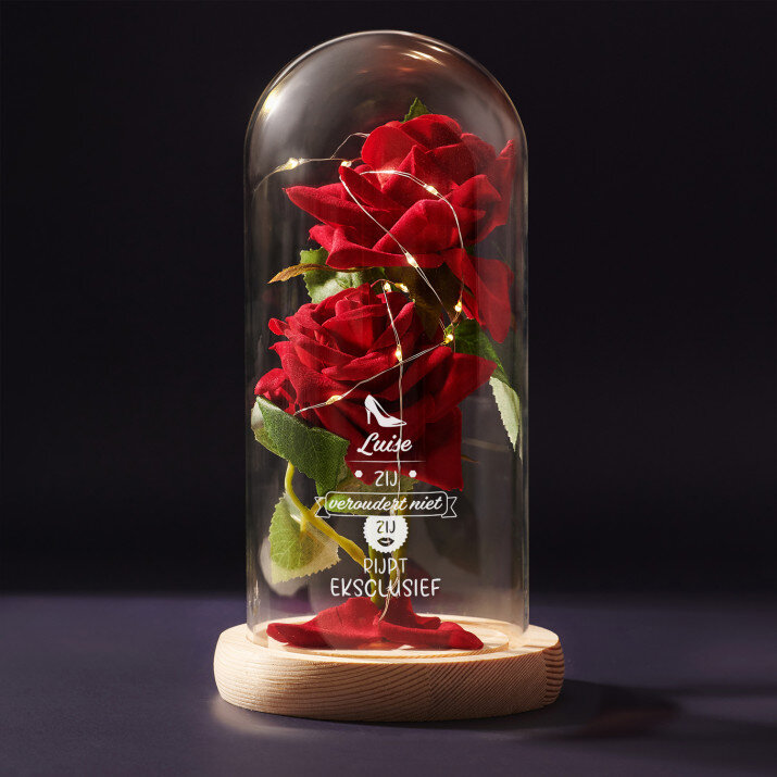 zijn veroudert niet - Euwige roos in glas