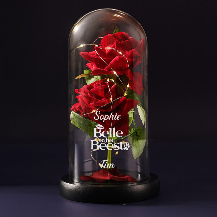 belle en het beest - Euwige roos in glas
