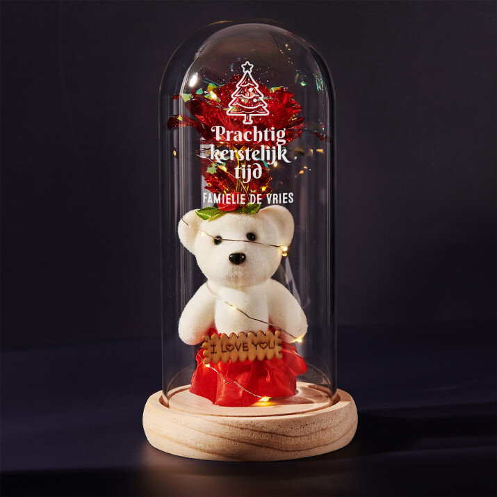 prachtig kerstelijk tijd - Een eeuwige roos met teddybeer