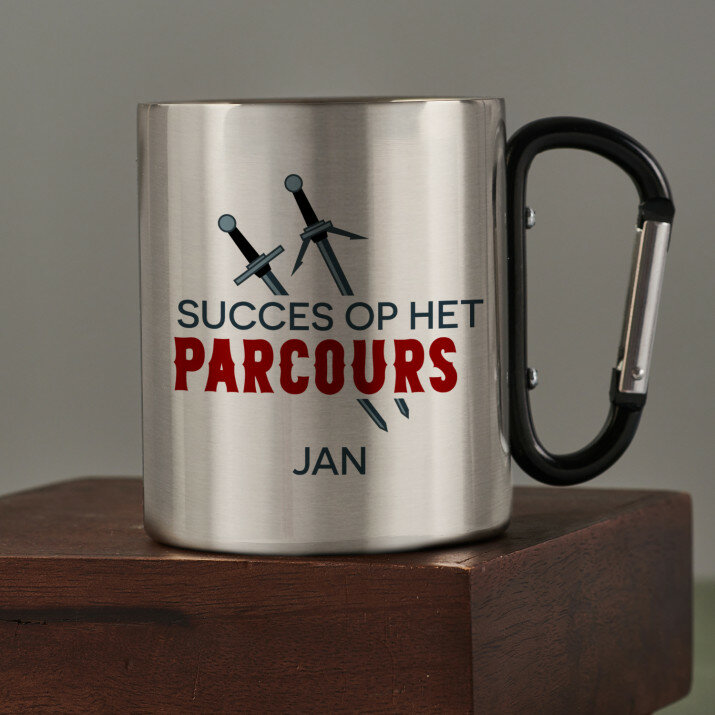 Succes op het parcours - Stalen mok