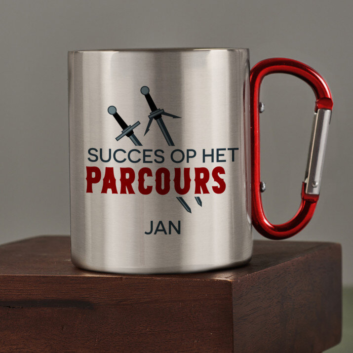 Succes op het parcours - Stalen mok
