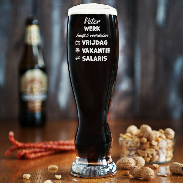 Werk heeft 3 voordelen - Bierglas