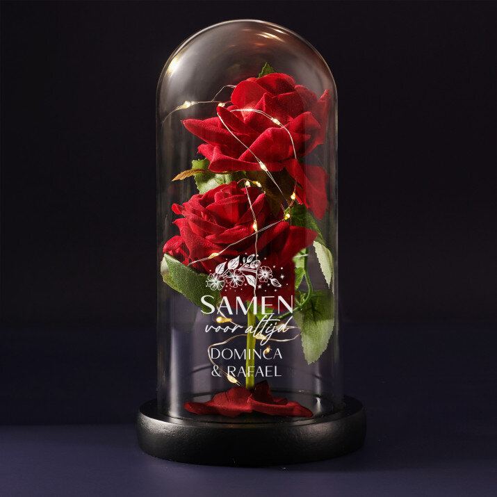 samen voor altijd - Euwige roos in glas
