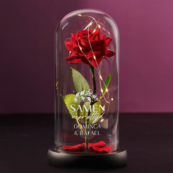 samen voor altijd - Euwige roos in glas
