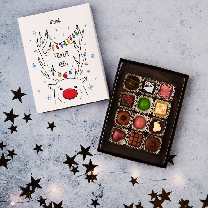 Getekende rendier - Pralines van belgische chocolade