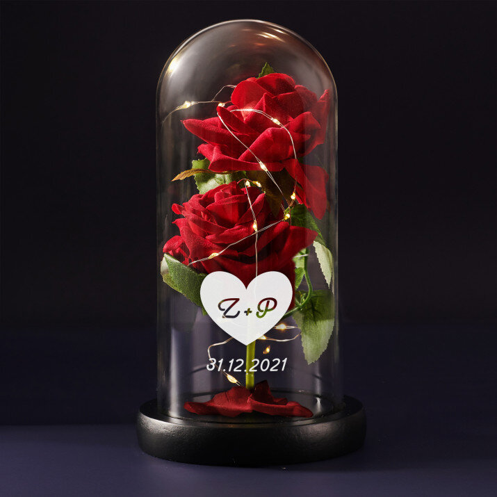 hart+datum - Euwige roos in glas