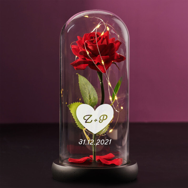hart+datum - Euwige roos in glas